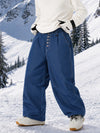 Men's Raw Utility Rivet Workwear Denim Snow Pants – Double Back Pocket Oversized Fit