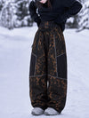 Women's Wild Motion Super Baggy Snow Pants – Reflective Colorblock Multi Pocket Design