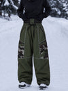 Women's Wild Motion Super Baggy Snow Pants – Reflective Colorblock Multi Pocket Design