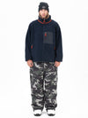 Men's Faux Sherpa Full-Zip Fleece & Double Knee Freestyle Baggy Snow Pants