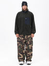Men's Faux Sherpa Full-Zip Fleece & Double Knee Freestyle Baggy Snow Pants