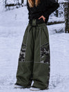 Women's Wild Motion Super Baggy Snow Pants – Reflective Colorblock Multi Pocket Design