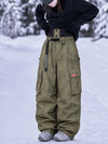 Women's Street Utility Cargo Baggy Snow Pants – Multi Pocket Belt Design