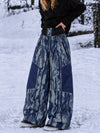 Women's Wild Motion Super Baggy Snow Pants – Reflective Colorblock Multi Pocket Design