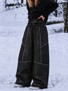 Women's Wild Motion Super Baggy Snow Pants – Reflective Colorblock Multi Pocket Design