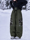 Women's Wild Motion Super Baggy Snow Pants – Reflective Colorblock Multi Pocket Design
