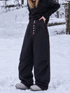 Women's Workwear Raw Utility Rivet Denim Snowboard Pants – Oversized Fit with Double Back Pocket