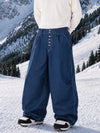 Men's Raw Utility Rivet Workwear Denim Snow Pants – Double Back Pocket Oversized Fit