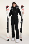 High Experience Women's Winter Fur Hood Chic One Piece Ski Jumpsuit