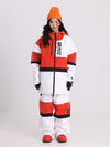 Men's Cosone Winter Forward Zipper Colorblock Windbreaker Snow Jacket & Pants Set