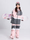 Men's Cosone Winter Forward Zipper Colorblock Windbreaker Snow Jacket & Pants Set