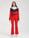 Women's Gsou Snow Retro Belted Color-Blocked Flare Ski Suit