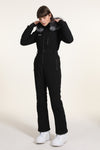 High Experience Women's Fur Chic Hood One Piece Ski Jumpsuit
