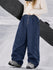 Women's Raw Utility Rivet Workwear Denim Snow Pants – Double Back Pocket Oversized Fit