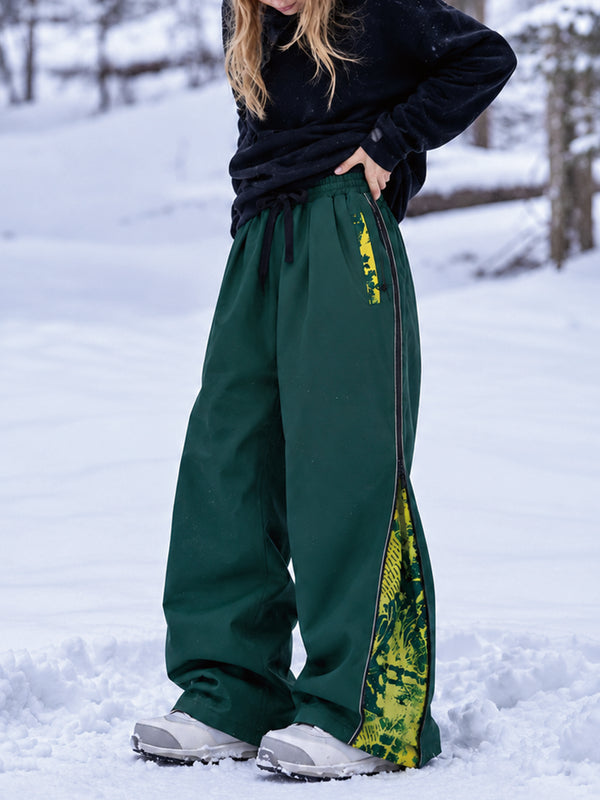 Women's Hyper Flux Extra Baggy Freestyle Snowboarding Pants with Side Zip Graffiti Panel