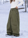 Women's Raw Utility Rivet Workwear Denim Snow Pants – Double Back Pocket Oversized Fit