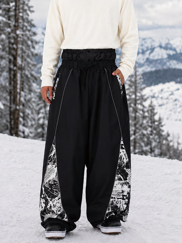 Men's Hyper Flux Jogger Baggy Snow Pants with Color Graffiti Panel & Reflective Line