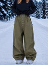 Women's Workwear Raw Utility Rivet Denim Snowboard Pants – Oversized Fit with Double Back Pocket
