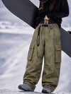 Women's Street Utility Cargo Baggy Snow Pants – Multi Pocket Belt Design