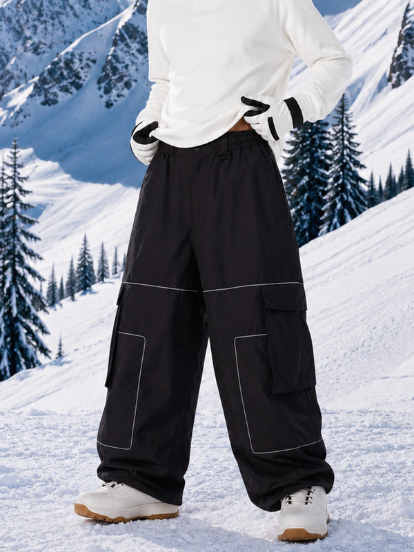 Men's Nightline Park Rider Reflective Trim Cargo Pockets Baggy Snow Pants