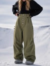 Women's Workwear Raw Utility Rivet Denim Snowboard Pants – Oversized Fit with Double Back Pocket