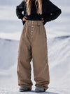 Women's Workwear Raw Utility Rivet Denim Snowboard Pants – Oversized Fit with Double Back Pocket