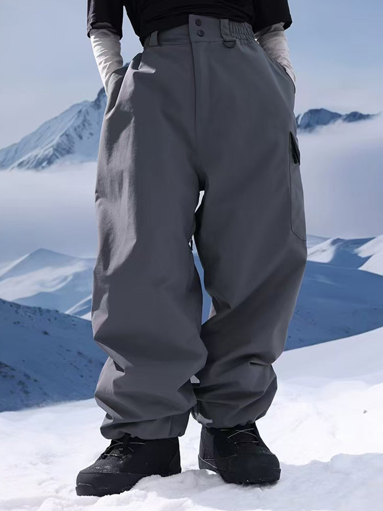 Men Cosone Team Edition All-Weather Performance Baggy Snow Pants, Army Green M, 24/25 New Mountain Waterproof Snowboard Trousers Men