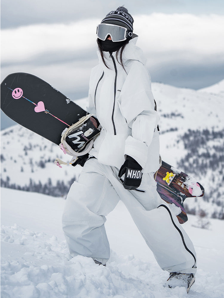 John Snow Nordic Adventurer All-Weather Unisex Freestyle Snow Suit, White S, 24/25 New Mountain Oversize Baggy Snowboard Jacket & Pants