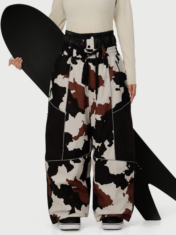 Women's Wild Motion Super Baggy Snow Pants – Reflective Colorblock Multi Pocket Design