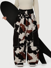 Women's Wild Motion Super Baggy Snow Pants – Reflective Colorblock Multi Pocket Design