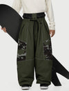 Men's Wild Motion Super Baggy Snow Pants – Multi Pocket Reflective Colorblock Design