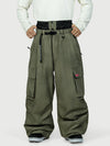 Men's Utility Cargo Baggy Snow Pants – Multi Pocket Street Belt Design