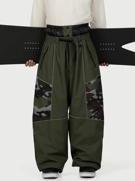 Men's Wild Motion Super Baggy Snow Pants – Multi Pocket Reflective Colorblock Design
