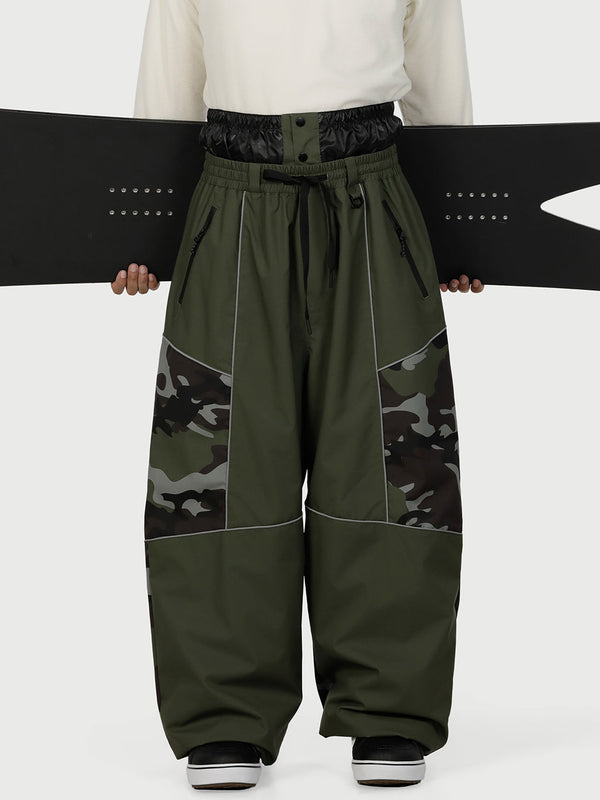 Men's Wild Motion Super Baggy Snow Pants – Multi Pocket Reflective Colorblock Design