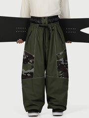 Men's Wild Motion Super Baggy Snow Pants – Multi Pocket Reflective Colorblock Design