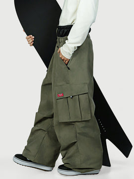Men's Utility Cargo Baggy Snow Pants – Multi Pocket Street Belt Design