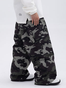 Women's Double Knee Mountain Freestyle Baggy Camo Snow Pants