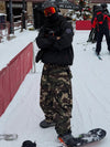 Men's Double Knee Mountain Freestyle Leopard Baggy Snow Pants