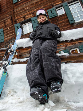 Women's Double Knee Mountain Freestyle Leopard Baggy Snow Pants