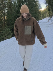 Women's Mountain-Ready Faux Sherpa Adventure Full-Zip Warm Fleece Jacket