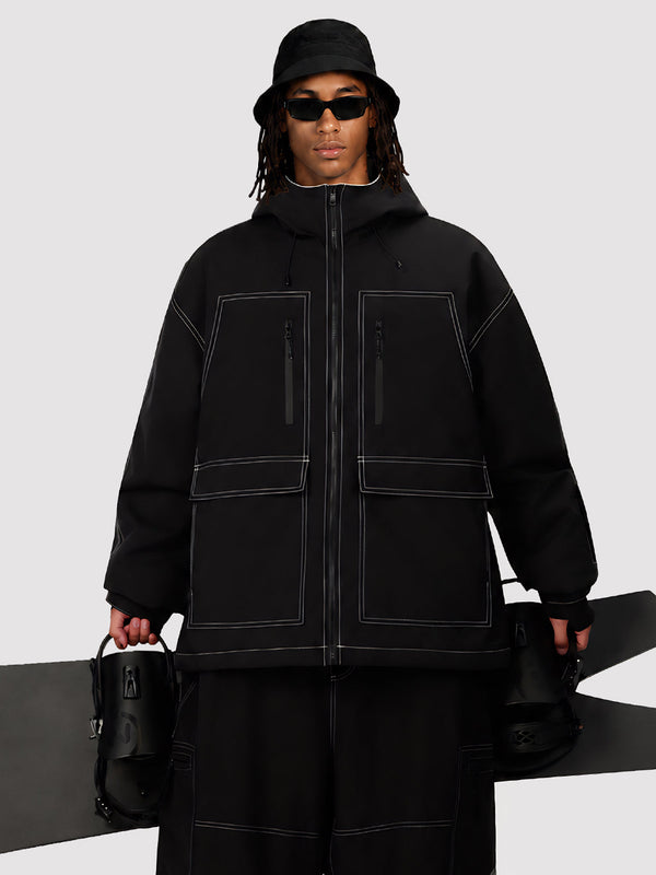 Men's UrbanCraft Workwear Utility Freestyle Snowboard Jacket – Reflective Hood & Street Style