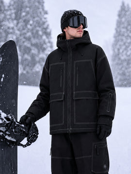 Men's UrbanCraft Workwear Utility Freestyle Snowboard Jacket – Reflective Hood & Street Style