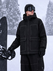 Men's UrbanCraft Workwear Utility Freestyle Snowboard Jacket – Reflective Hood & Street Style