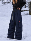 Women's Street Utility Cargo Baggy Snow Pants – Multi Pocket Belt Design