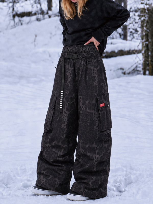 Women's Street Utility Cargo Baggy Snow Pants – Multi Pocket Belt Design