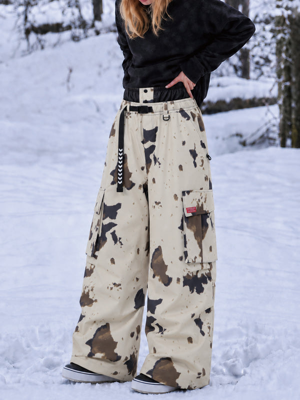 Women's Street Utility Cargo Baggy Snow Pants – Multi Pocket Belt Design