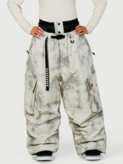 Women's Street Utility Cargo Baggy Snow Pants – Multi Pocket Belt Design