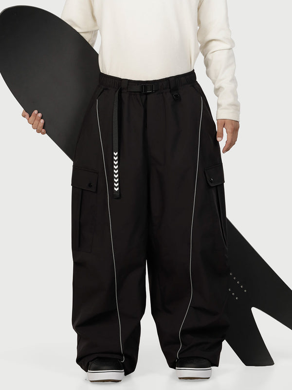 Men's Wild Motion Reflective Cargo Pockets Extra Baggy Snowboard Pants