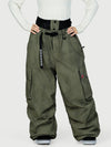 Women's Street Utility Cargo Baggy Snow Pants – Multi Pocket Belt Design