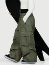 Women's Street Utility Cargo Baggy Snow Pants – Multi Pocket Belt Design